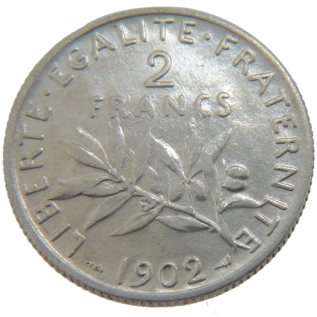 Coin, France, Semeuse, 2 Francs, 1902, Paris, AU(50-53), Silver, KM:845.1