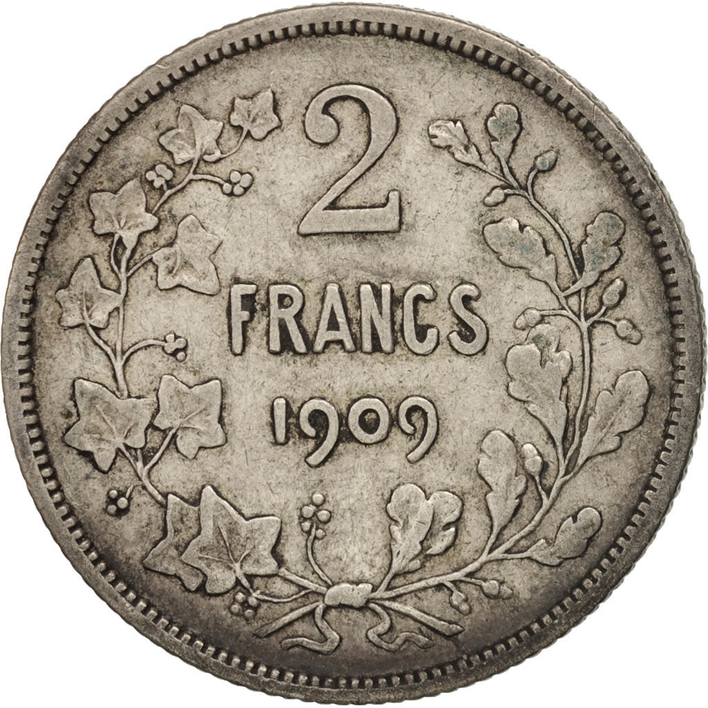 Belgium, 2 Francs, 2 Frank, 1909, VF(20-25), Silver, KM:58.1