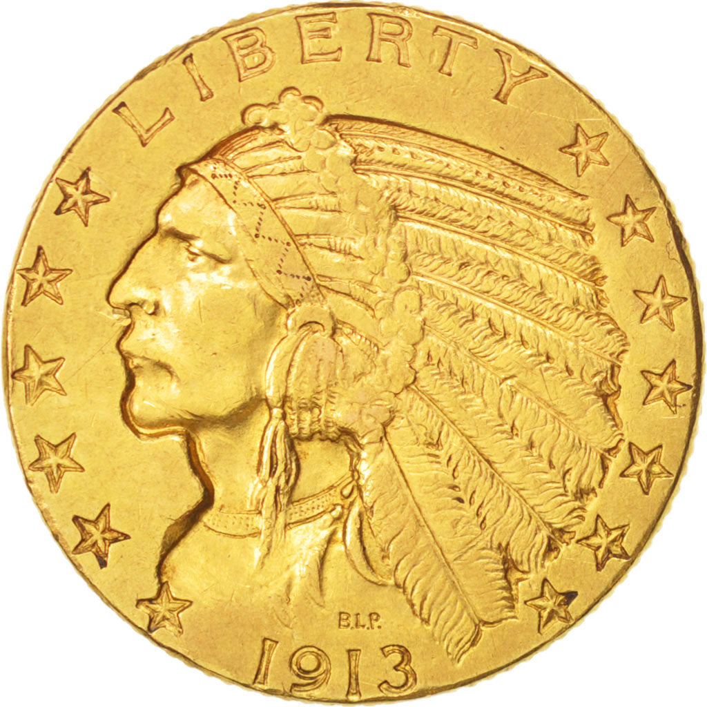 United States, Indian Head, $5, 1913, Philadelphia, EF(40-45), Gold, KM:129