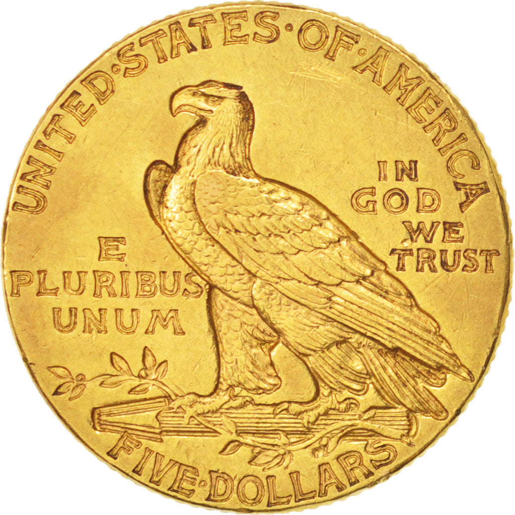 United States, Indian Head, $5, 1913, Philadelphia, EF(40-45), Gold, KM:129