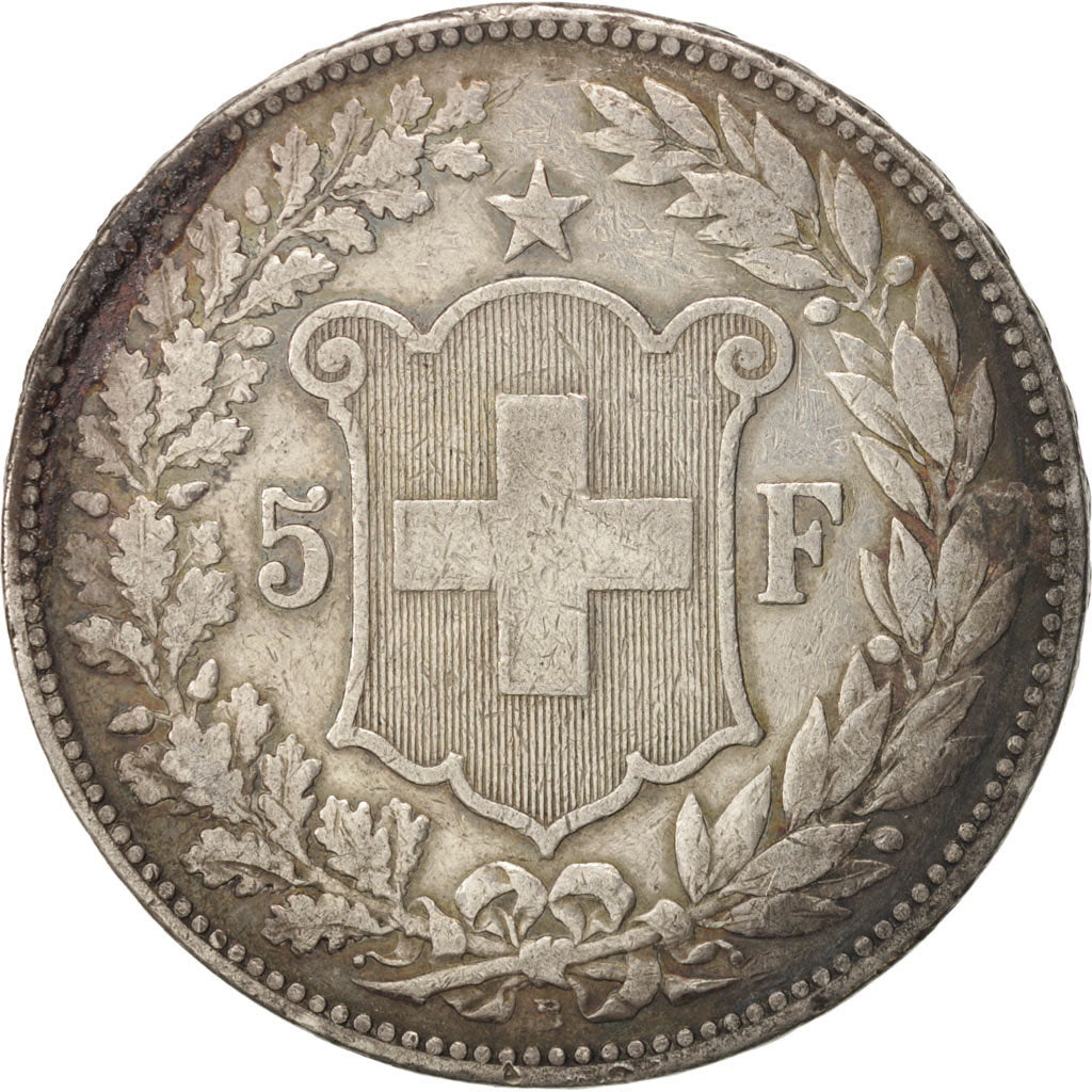 Switzerland, 5 Francs, 1890, Bern, VF(30-35), Silver, KM:34