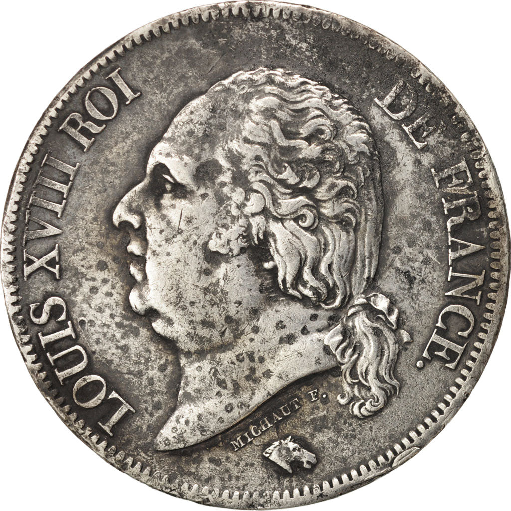 Francia, Louis XVIII, 5 Francs, 1817, Rouen, BB, Argento, KM:711.2