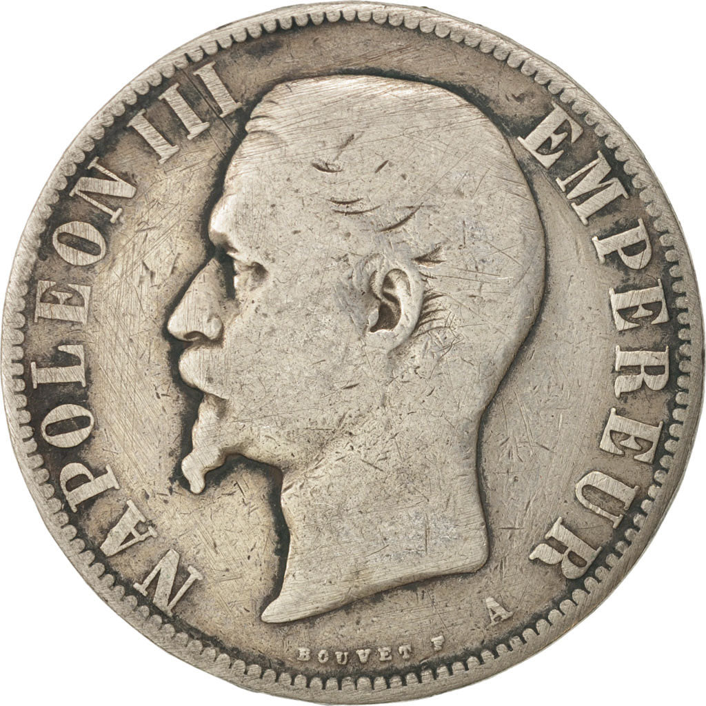 France, Napoleon III, 5 Francs, 1855, Paris, VF(20-25), silver, KM:782.1
