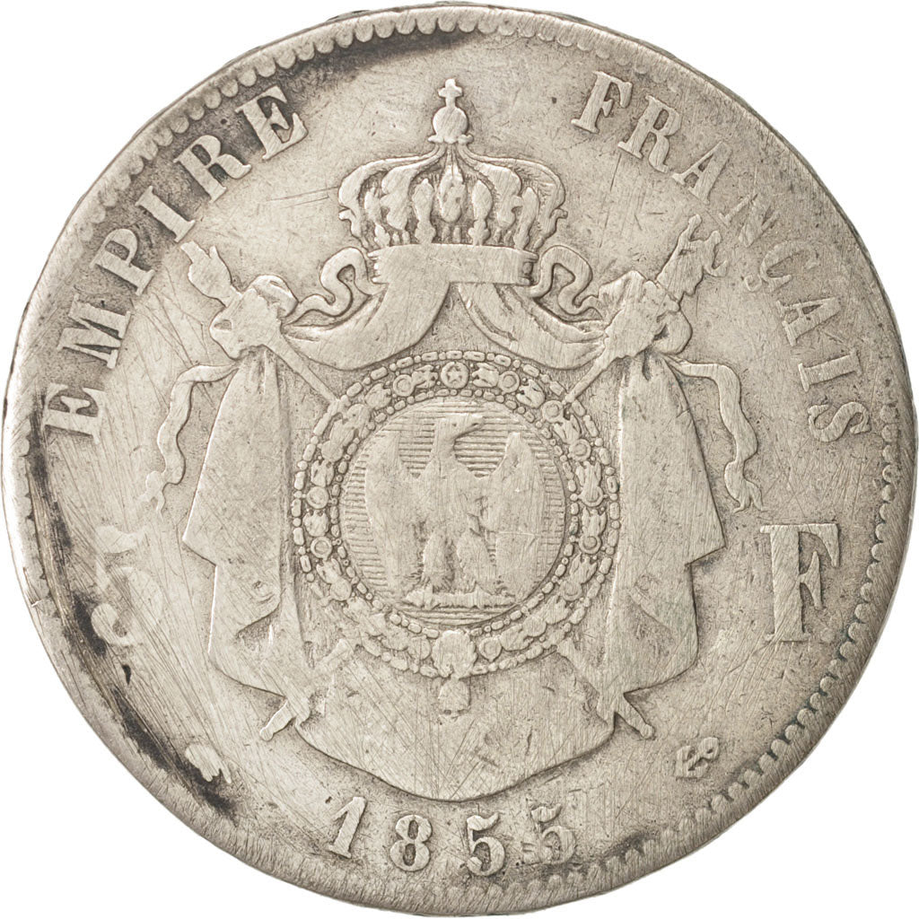 France, Napoleon III, 5 Francs, 1855, Paris, VF(20-25), silver, KM:782.1