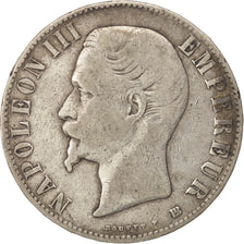 France, Napoleon III, 5 Francs, 1855, Strasbourg, VF(20-25), Silver, KM:782.2