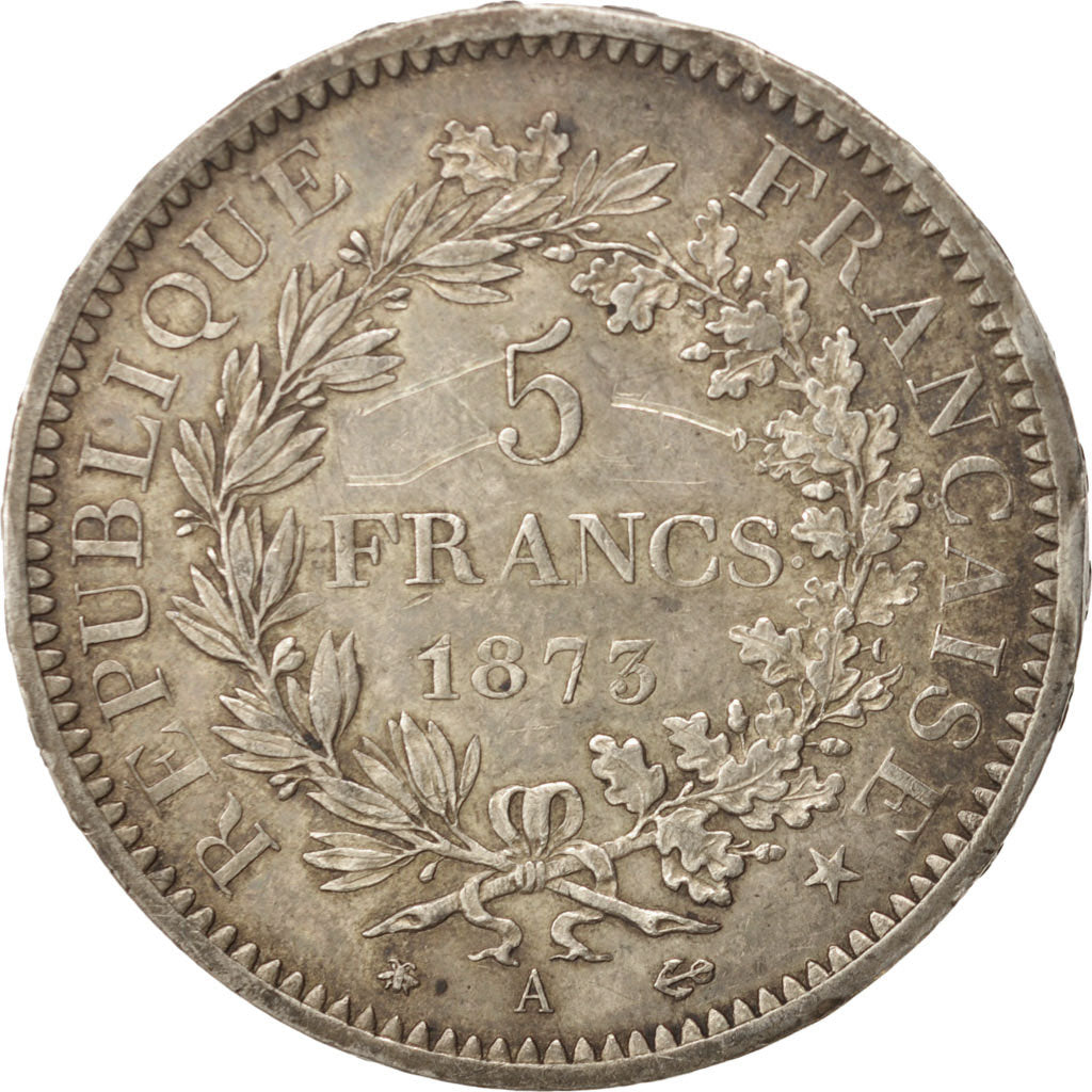 Francia, Hercule, 5 Francs, 1873, Paris, BB+, Argento, KM:820.1, Gadoury:745a