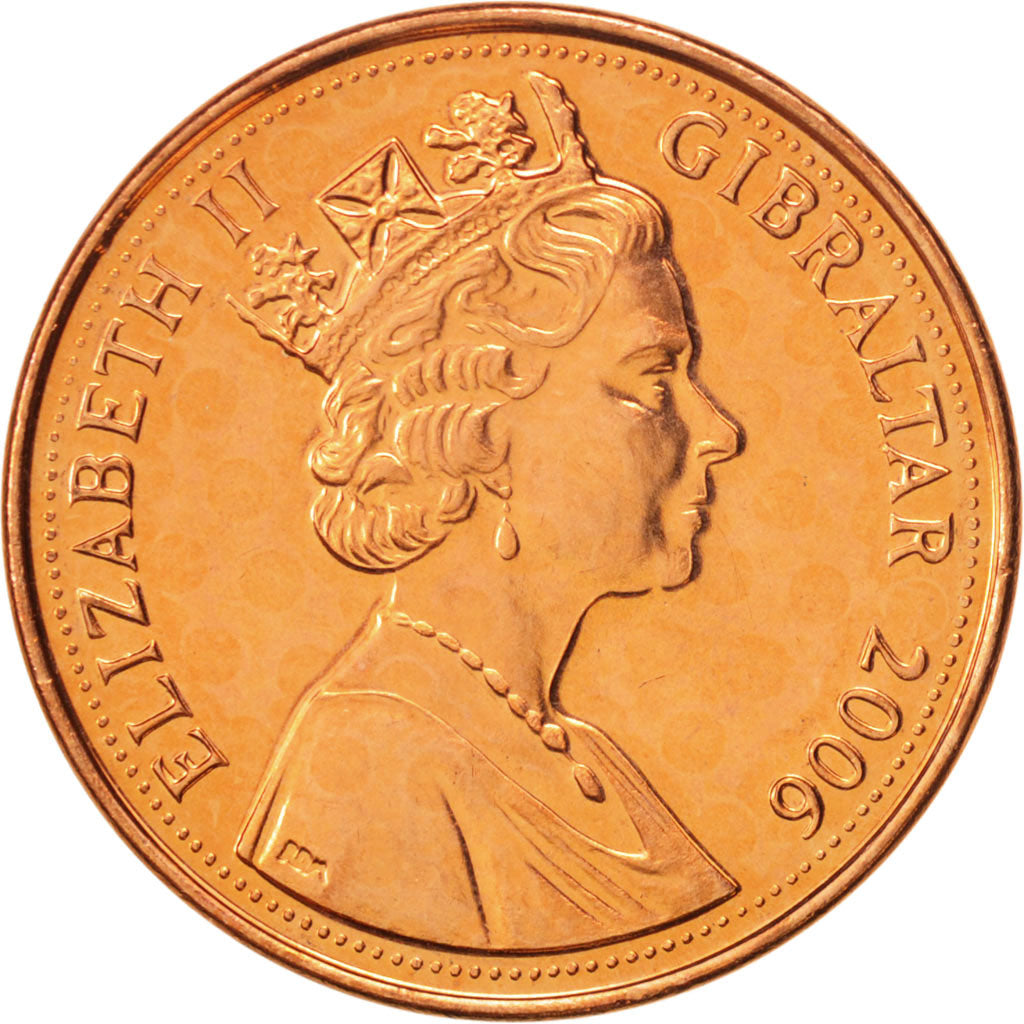 Coin, Gibraltar, Elizabeth II, 2 Pence, 2006, Pobjoy Mint, MS(64), Copper Plated