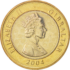 Gibraltar, Elizabeth II, 2 Pounds, 2004, MS(63), Bi-Metallic, KM:1072