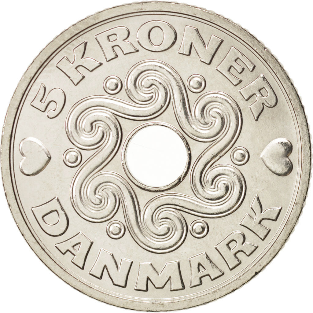Denmark, Margrethe II, 5 Kroner, 2007, Brondby, MS(65-70), Copper-nickel