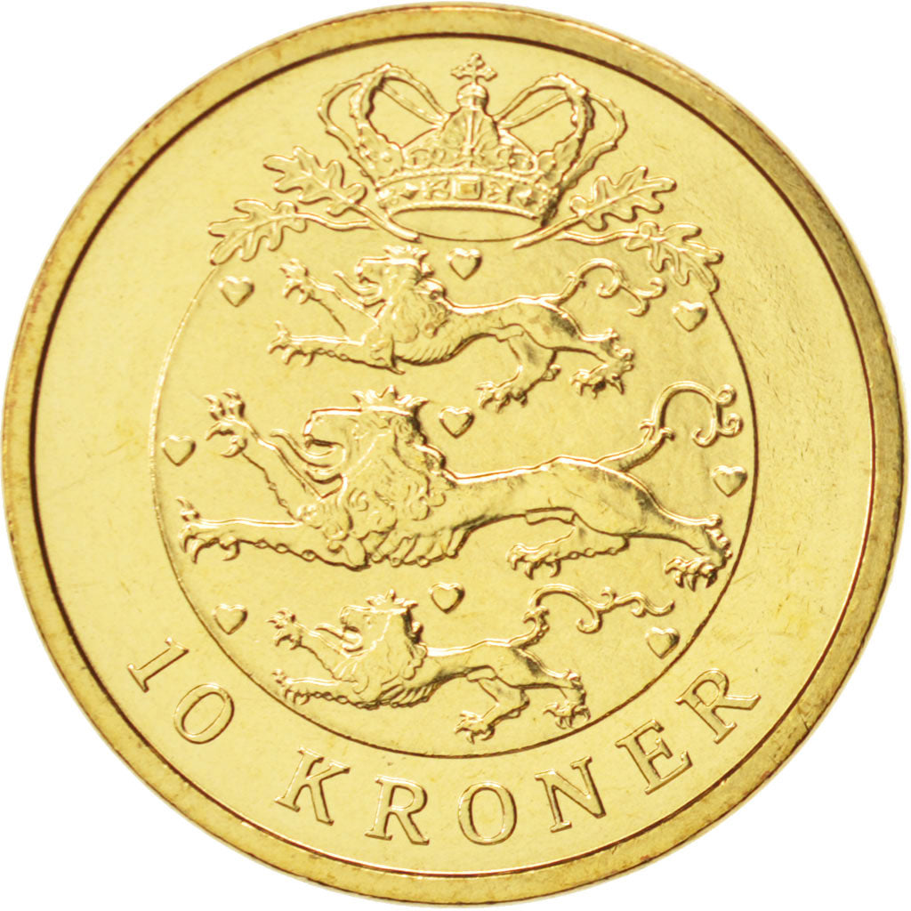 Denmark, Margrethe II, 10 Kroner, 2007, Copenhagen, MS(64), Aluminum-Bronze