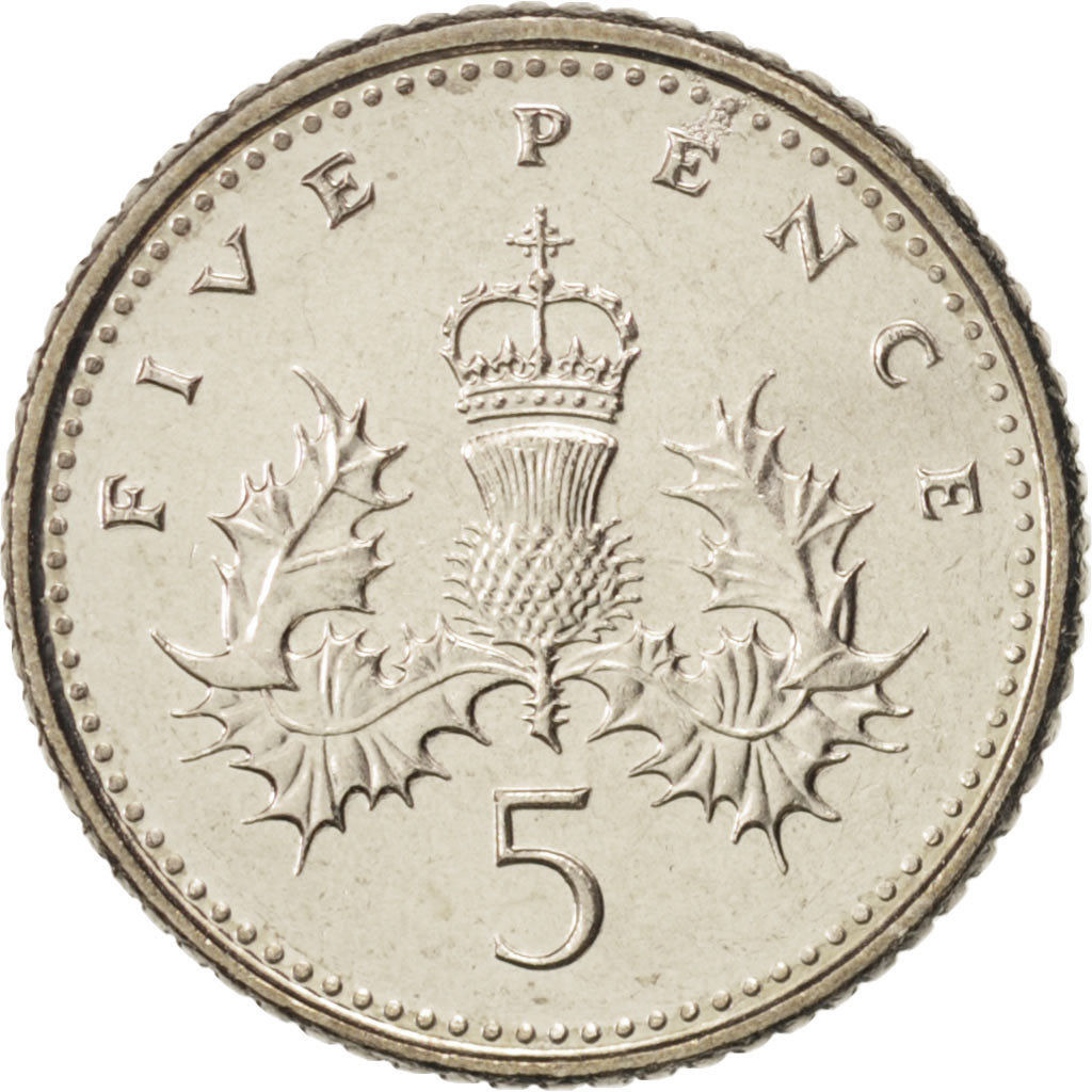Great Britain, Elizabeth II, 5 Pence, 1998, MS(64), Copper-nickel, KM:988
