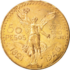 Mexico, 50 Pesos, 1945, Mexico City, MS(60-62), Gold, KM:481