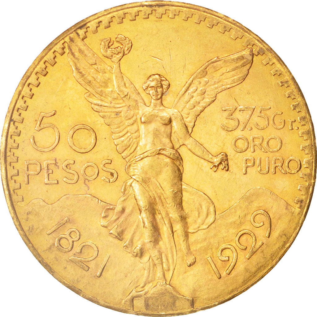 Munten, Mexico, 50 Pesos, 1929, Mexico City, PR, Goud, KM:481