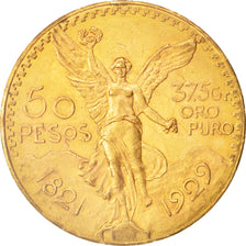 Moneda, México, 50 Pesos, 1929, Mexico City, EBC, Oro, KM:481