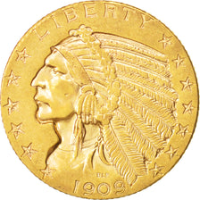 United States, Indian Head, $5, 1909, Denver, AU(50-53), Gold, KM:129
