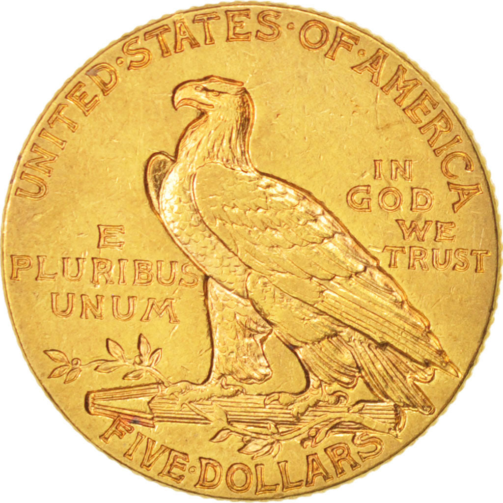United States, Indian Head, $5, 1913, Philadelphia, EF(40-45), Gold, KM:129