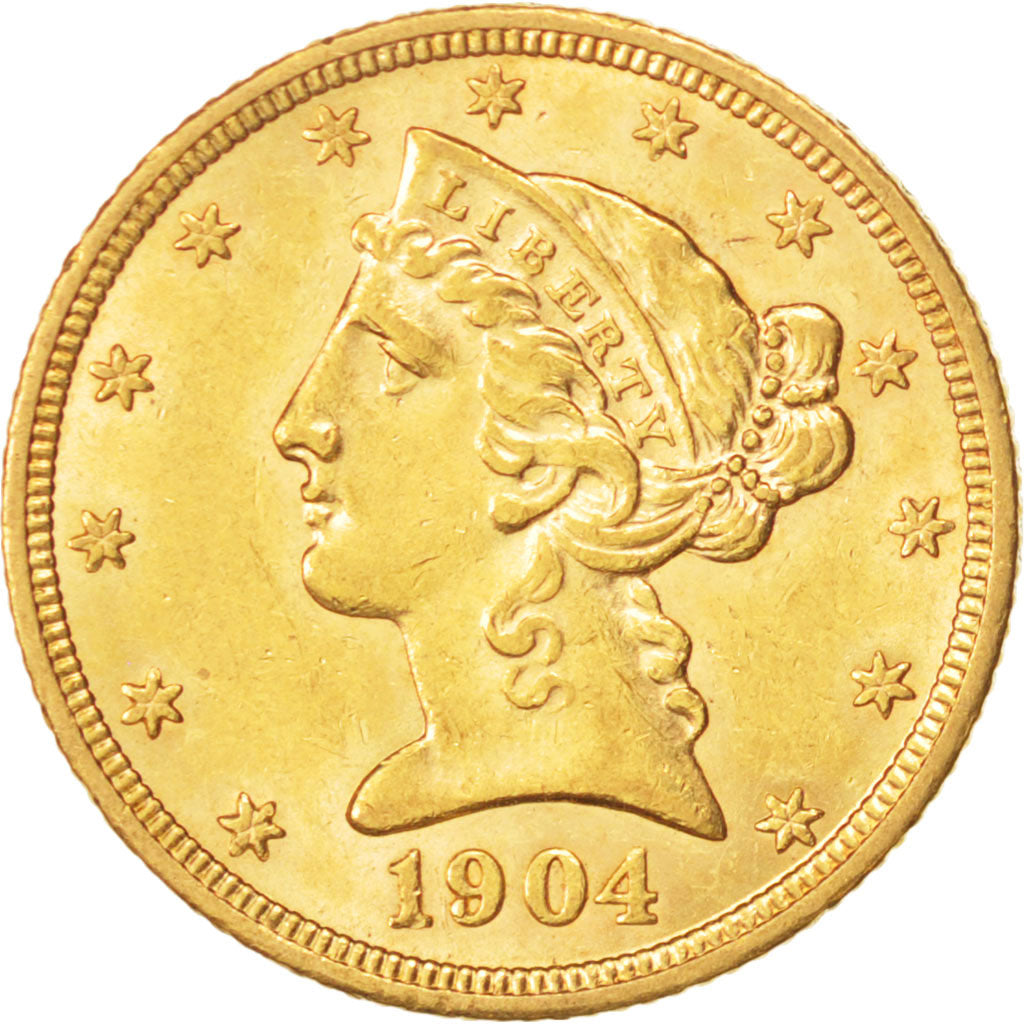 Vereinigte Staaten, Coronet Head, $5, 1904, U.S. Mint, Philadelphia, VZ, KM:101