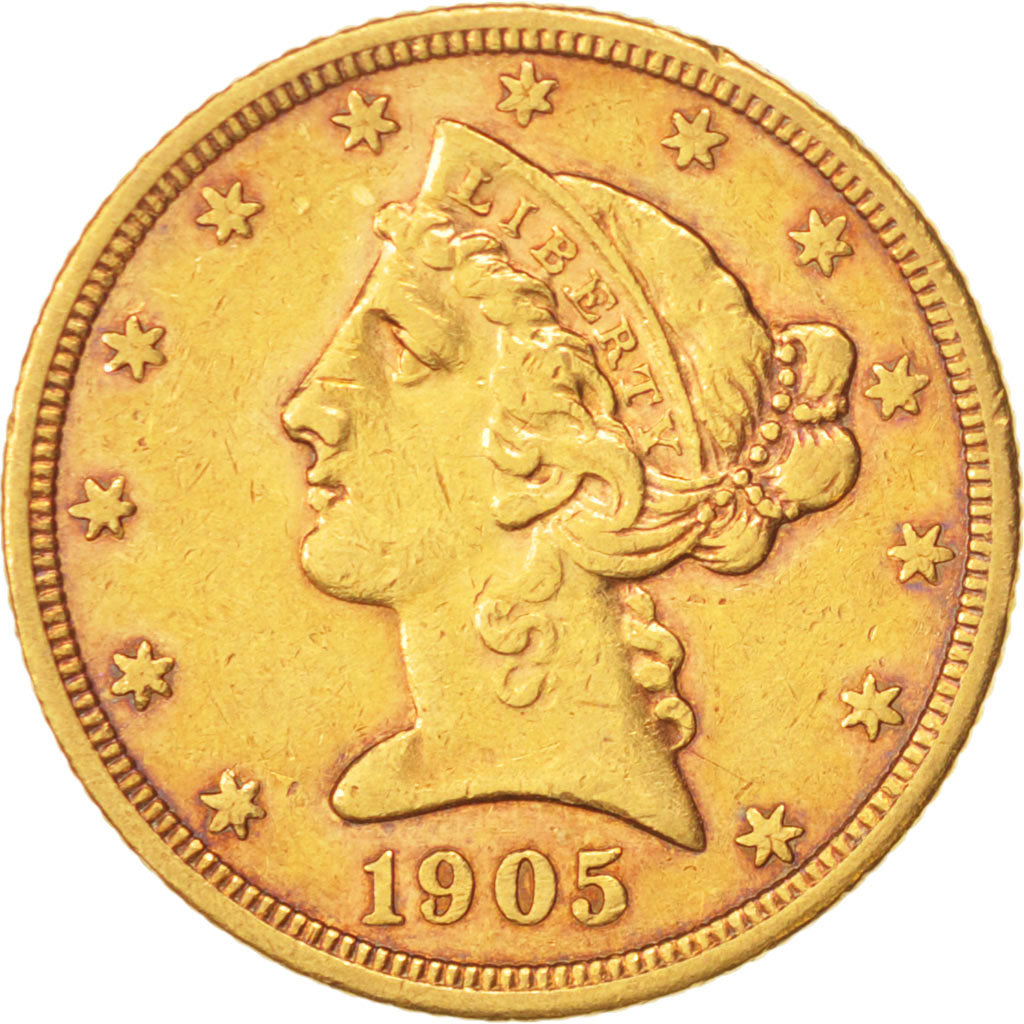 Vereinigte Staaten, Coronet Head, $5, 1905, San Francisco, SS+, KM:101