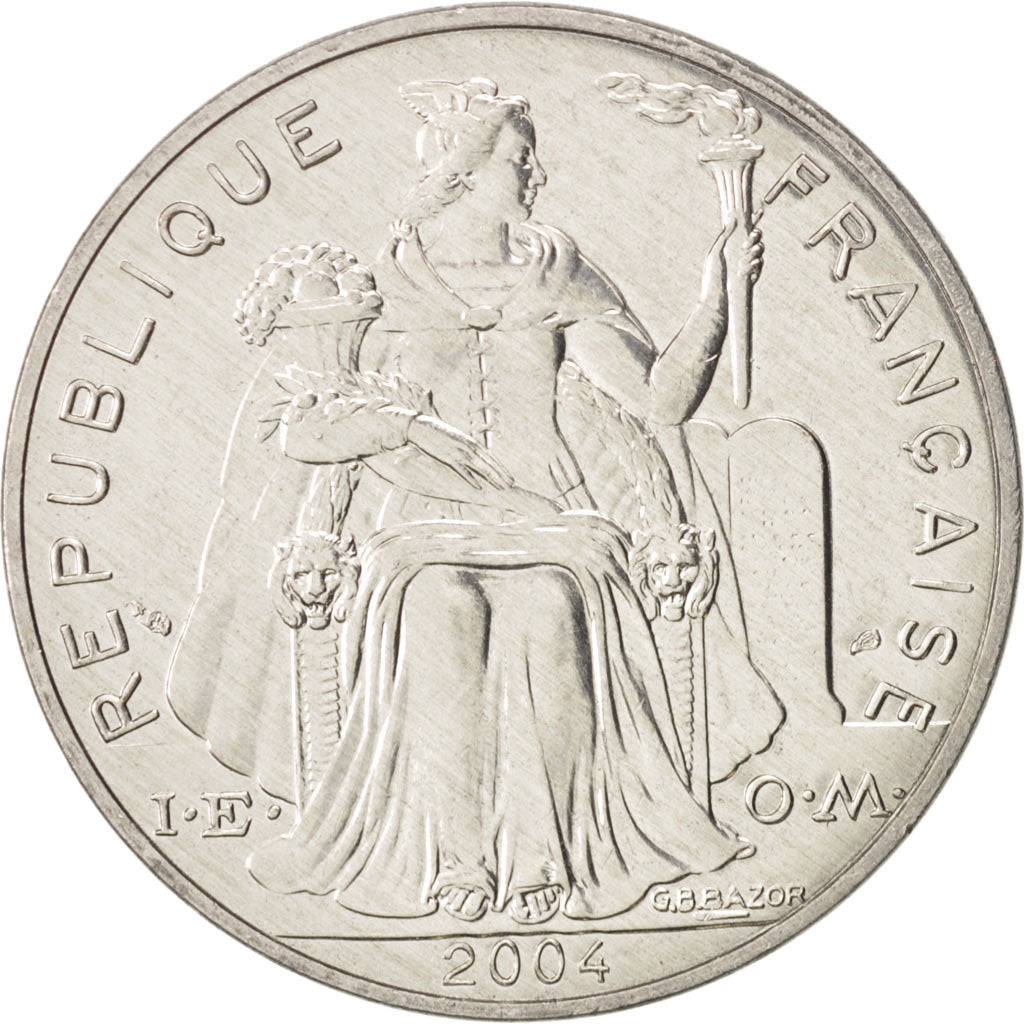 French Polynesia, 5 Francs, 2004, Paris, MS(65-70), Aluminum, KM:12
