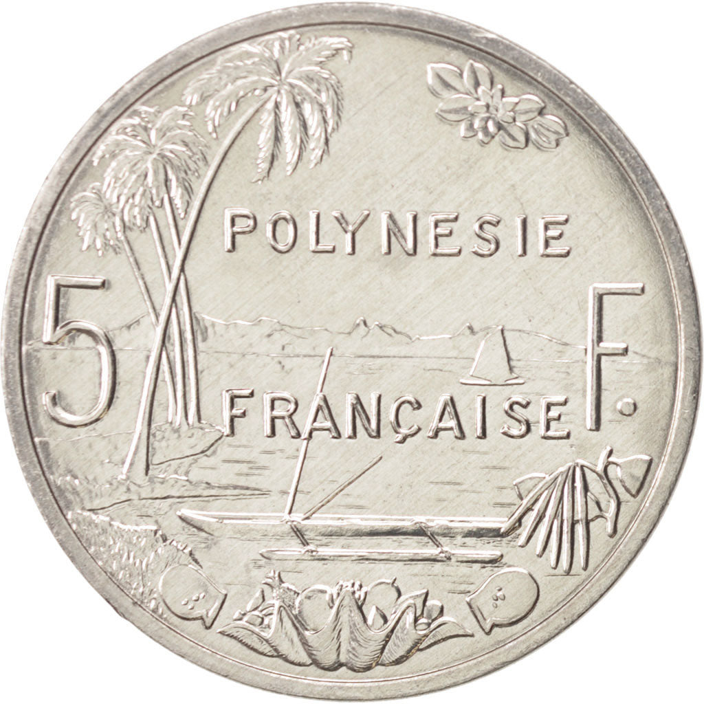 French Polynesia, 5 Francs, 2004, Paris, MS(65-70), Aluminum, KM:12