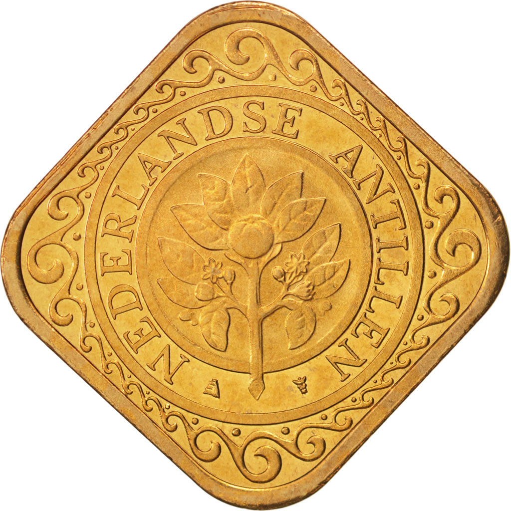 Netherlands Antilles, Beatrix, 50 Cents, 2004, MS(65-70), Aureate Steel, KM:36