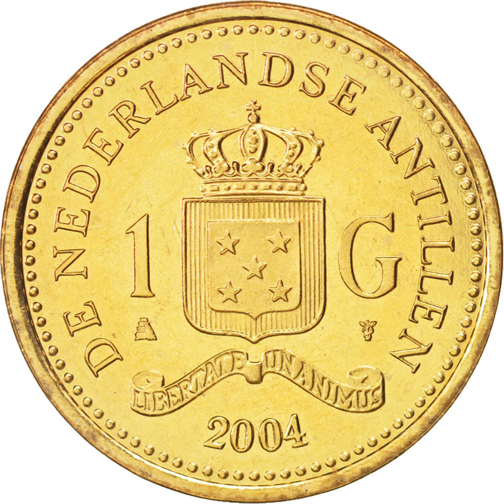 Coin, Netherlands Antilles, Beatrix, Gulden, 2004, MS(65-70), Aureate Steel