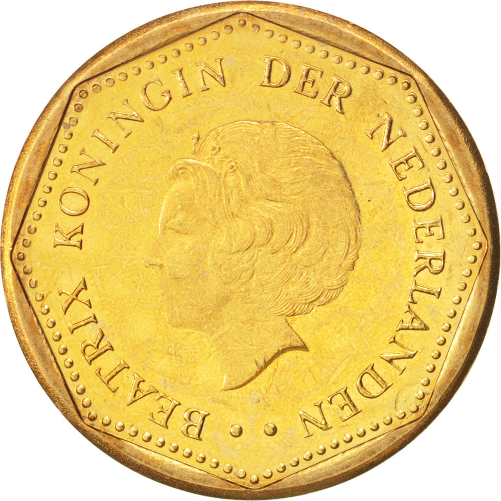 Coin, Netherlands Antilles, Beatrix, 5 Gulden, 2004, MS(63), Aureate Bonded