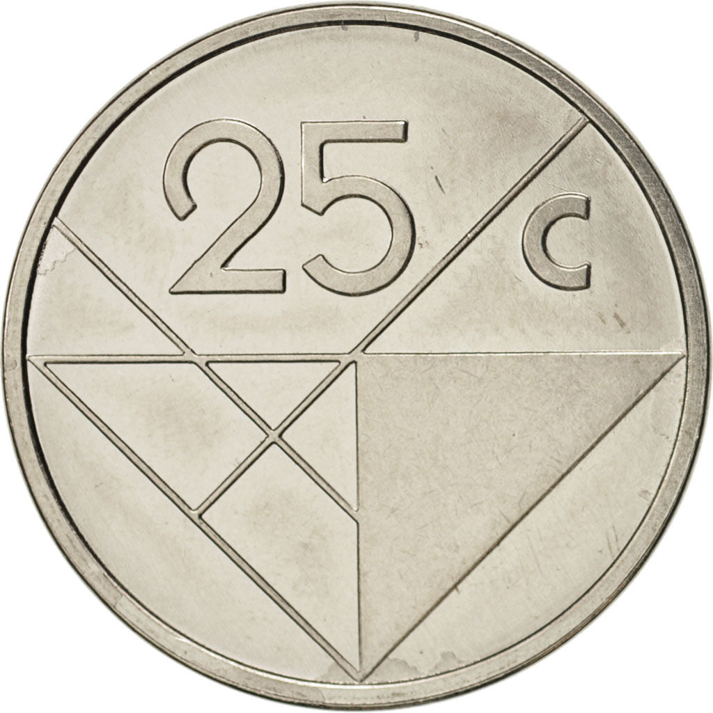 Aruba, Beatrix, 25 Cents, 2006, Utrecht, MS(64), Nickel Bonded Steel, KM:3