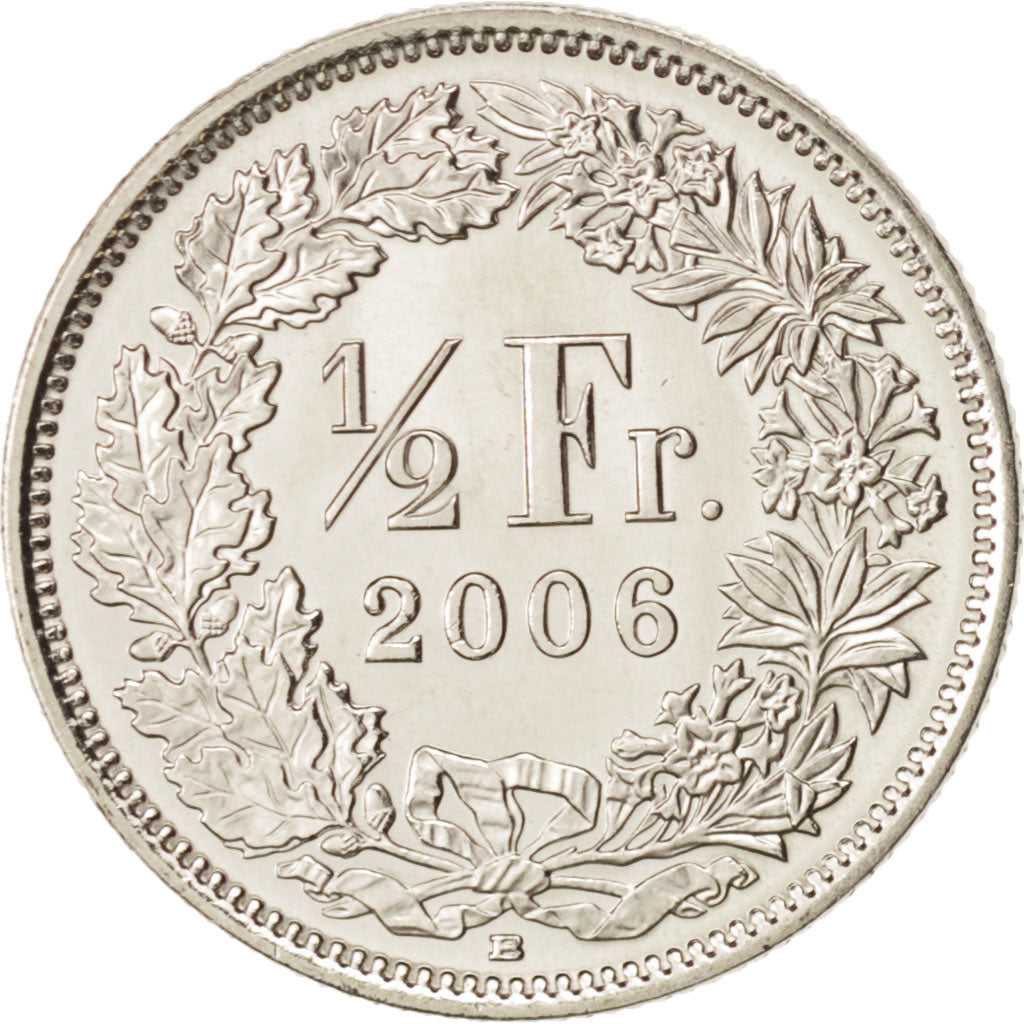 Coin, Switzerland, 1/2 Franc, 2006, Bern, MS(65-70), Copper-nickel, KM:23a.3