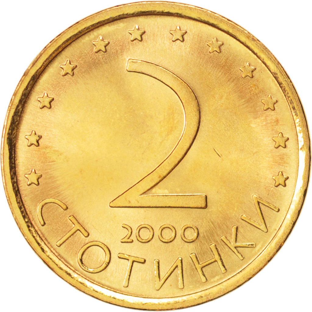 Bulgaria, 2 Stotinki, 2000, MS(64), Aluminum-Bronze, KM:238
