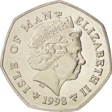 Isle of Man, Elizabeth II, 50 Pence, 1998, MS(63), Copper-nickel, KM:908