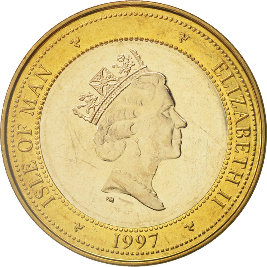 Isola di Man, Elizabeth II, 2 Pounds, 1997, SPL, Bi-metallico, KM:844