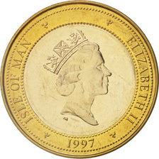 Isola di Man, Elizabeth II, 2 Pounds, 1997, SPL, Bi-metallico, KM:844