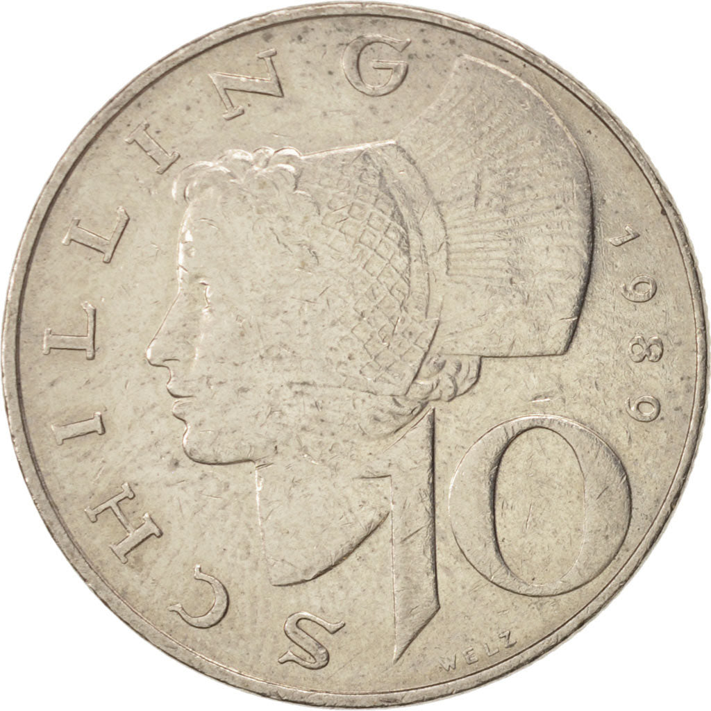 Coin, Austria, 10 Schilling, 1989, AU(50-53), Copper-Nickel Plated Nickel