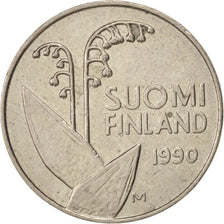Finlandia, 10 Pennia, 1990, EBC, Cobre - níquel, KM:65