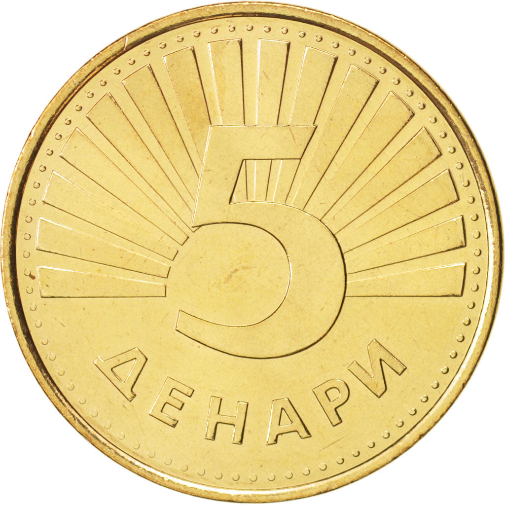 Coin, Macedonia, 5 Denari, 2006, MS(65-70), Brass, KM:4