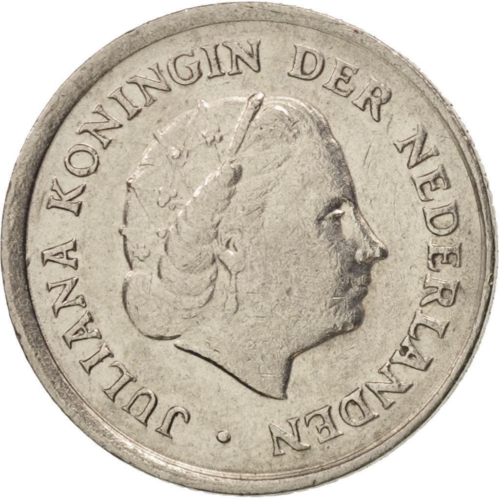 Moneda, Países Bajos, Juliana, 10 Cents, 1968, MBC+, Níquel, KM:182