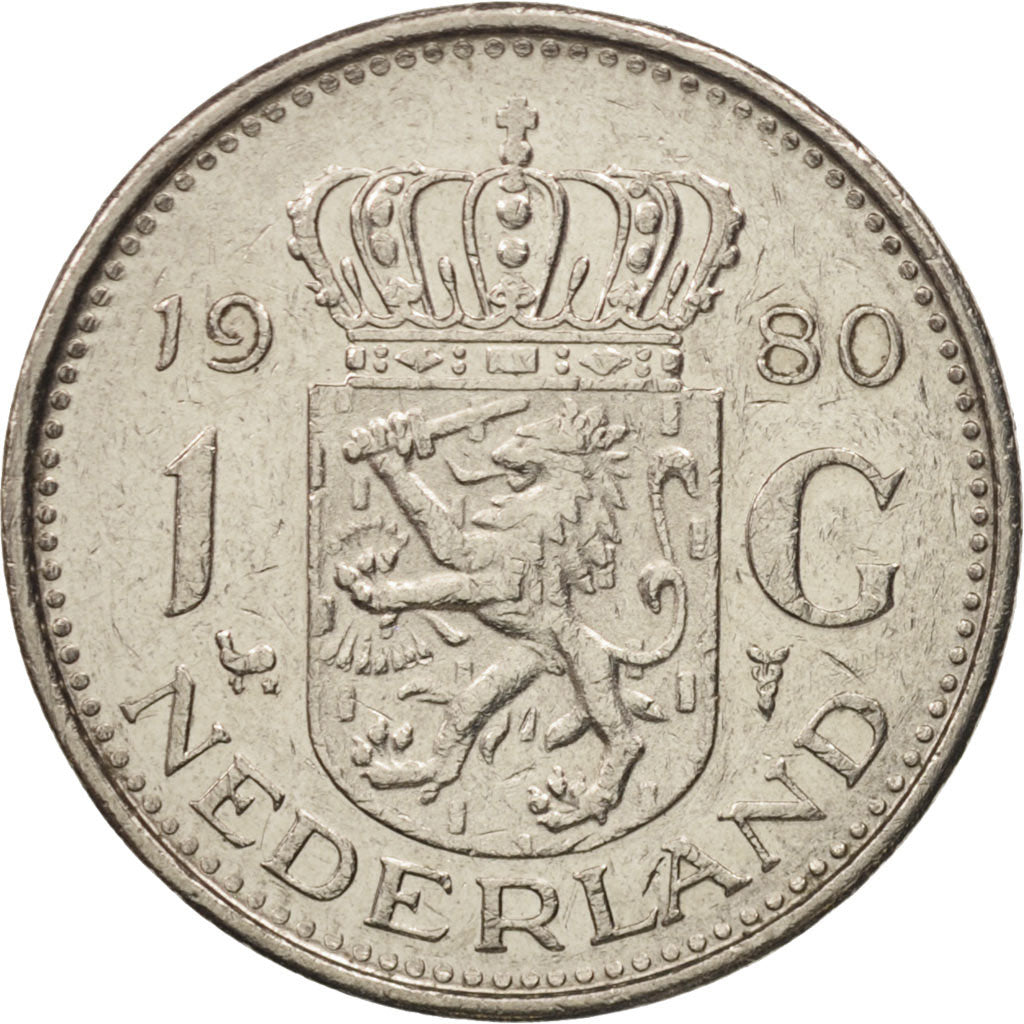 Moneda, Países Bajos, Juliana, Gulden, 1980, MBC+, Níquel, KM:184a