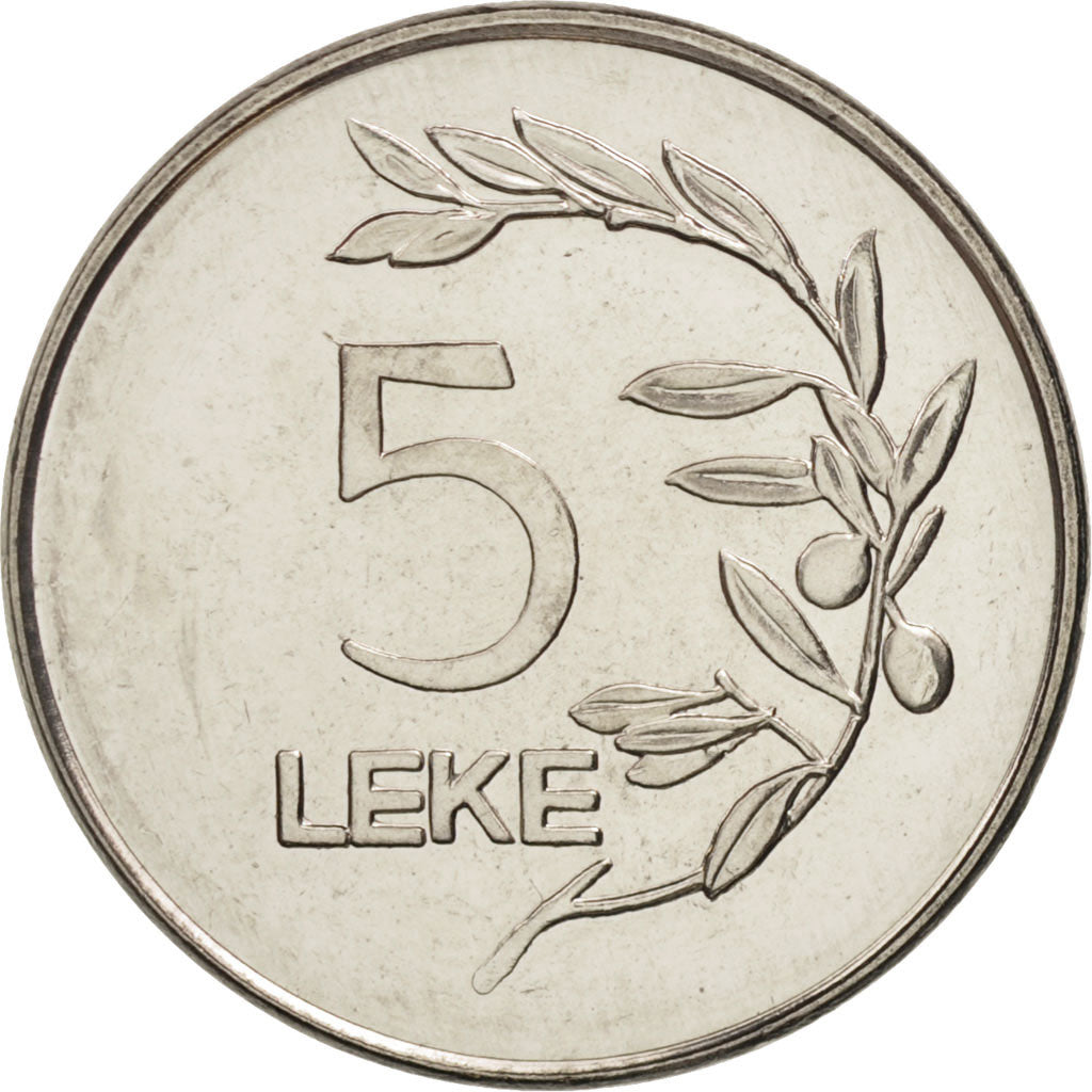 Coin, Albania, 5 Lekë, 1995, MS(64), Nickel plated steel, KM:76