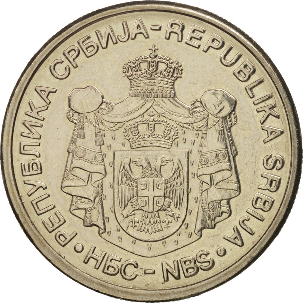 Coin, Serbia, 10 Dinara, 2006, MS(60-62), Copper-Nickel-Zinc, KM:41