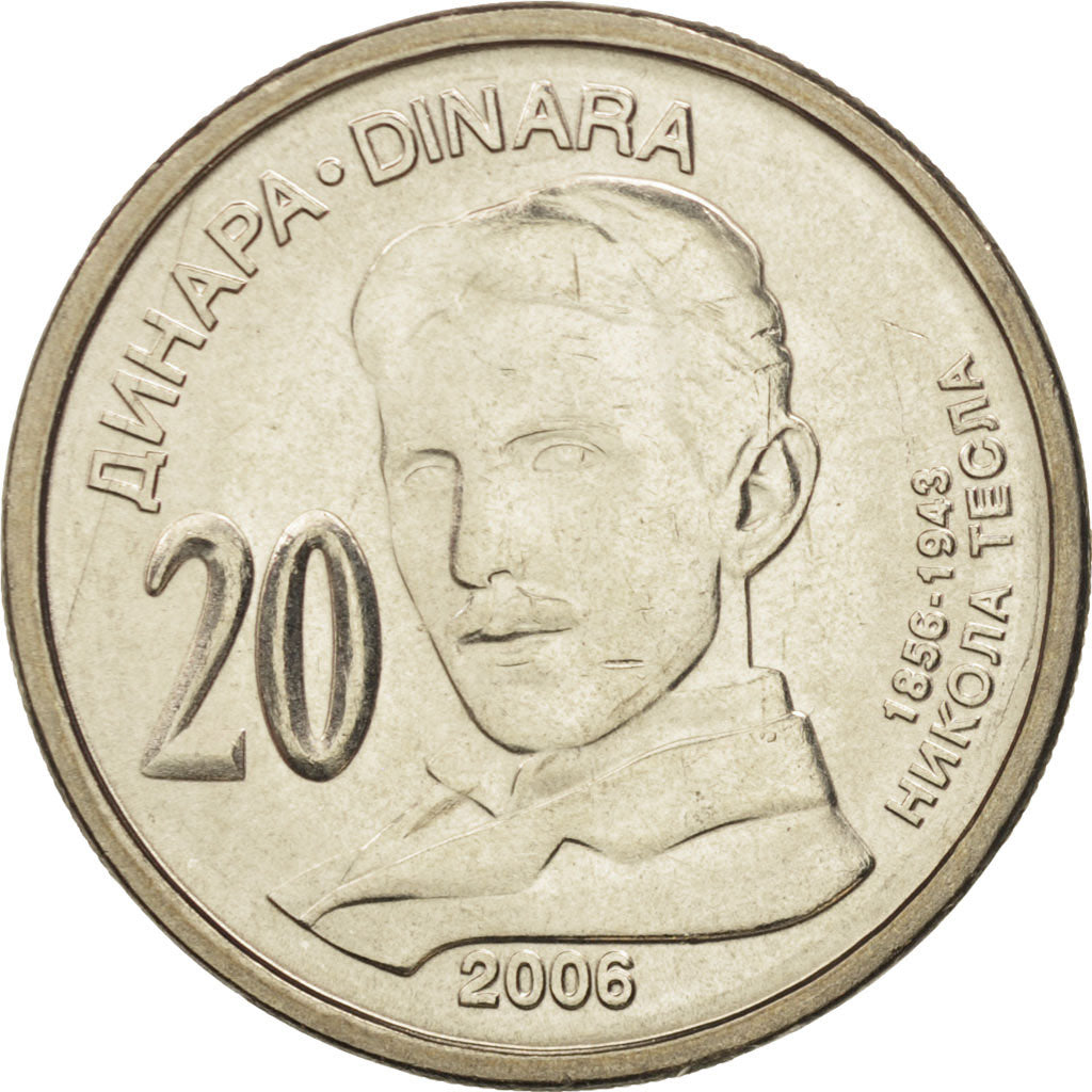 Coin, Serbia, 20 Dinara, 2006, MS(60-62), Copper-Nickel-Zinc, KM:42