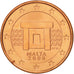 Malta, Euro Cent, 2008, SC, Cobre chapado en acero, KM:125