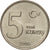 Moneta, Turcja, 5 New Kurus, 2005, Istanbul, MS(65-70), Miedź-Nikiel-Cynk