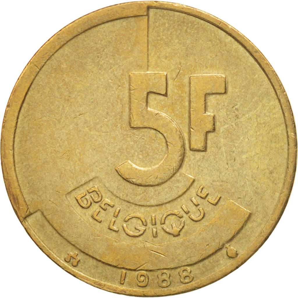 Coin, Belgium, 5 Francs, 5 Frank, 1988, AU(50-53), Brass Or Aluminum-Bronze