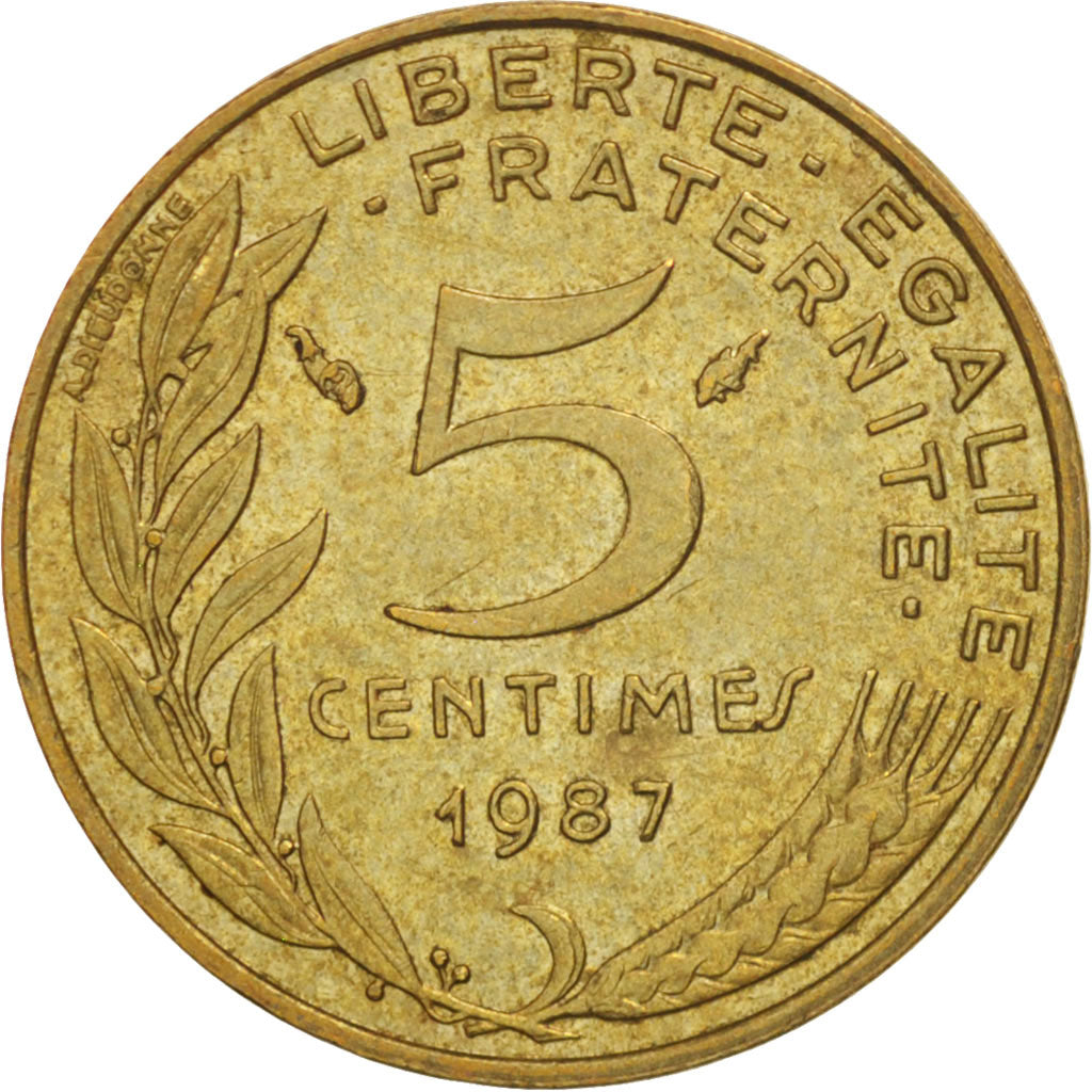 Coin, France, Marianne, 5 Centimes, 1987, Paris, AU(55-58), Aluminum-Bronze