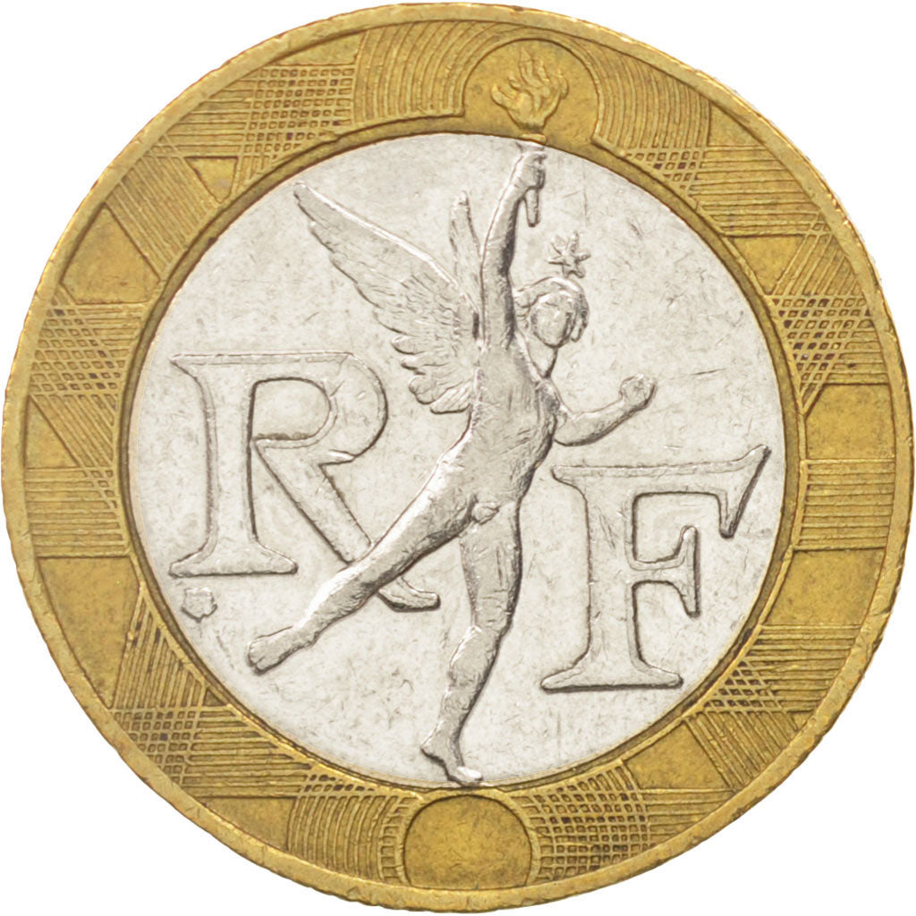 Münze, Frankreich, Génie, 10 Francs, 1990, SS+, Bi-Metallic, KM:964.1