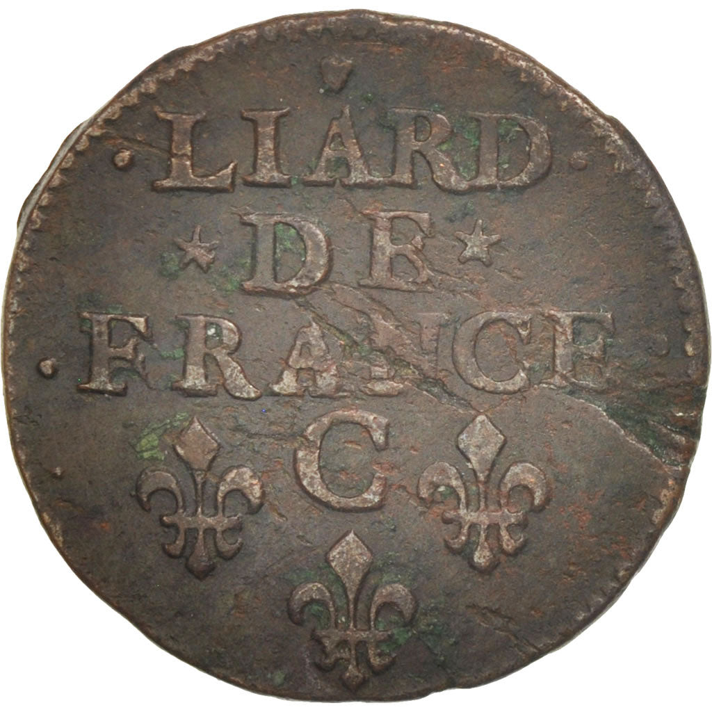 Coin, France, Louis XIV, Liard de France au buste juvénile, deuxième type