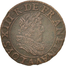 Coin, France, Louis XIII, Double tournois, buste juvénile au col fraisé
