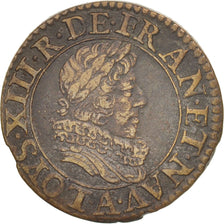 Coin, France, Louis XIII, Double tournois, buste juvénile au col fraisé