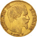 Francia, Napoleon III, 20 Francs, 1855, Strasbourg, MBC, Oro, KM:781.2